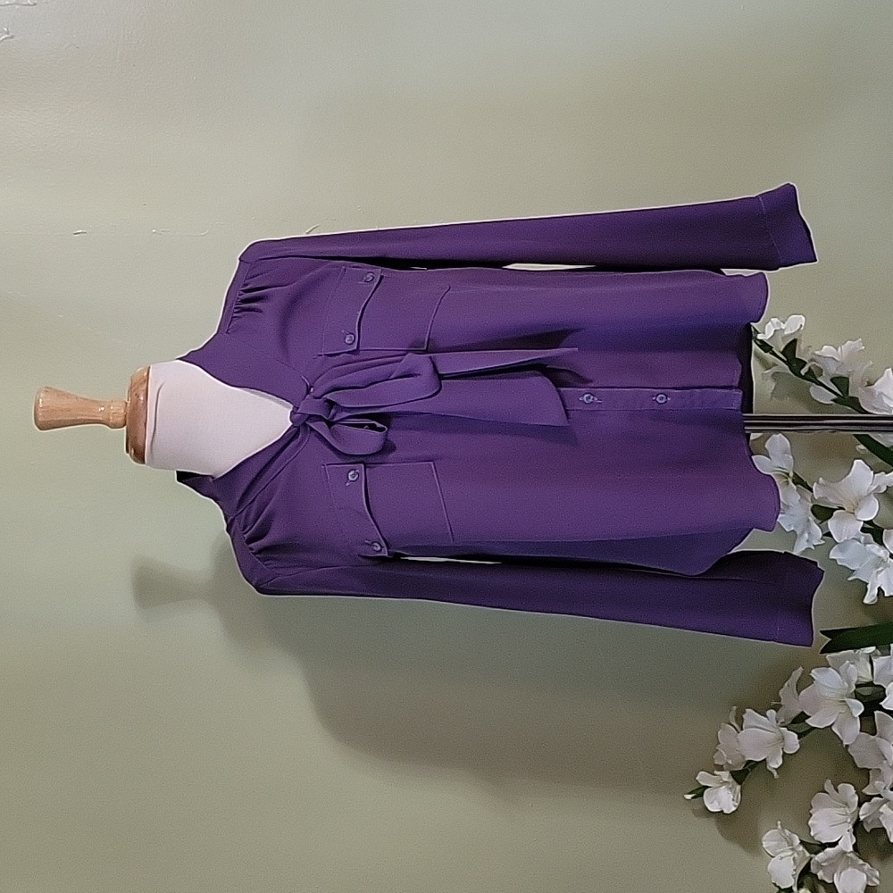 HAVE Purple Bow Tie Blouse Size M